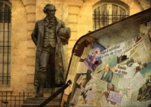 Escape game urbain dans une valise devant la statue de Francisco Goya